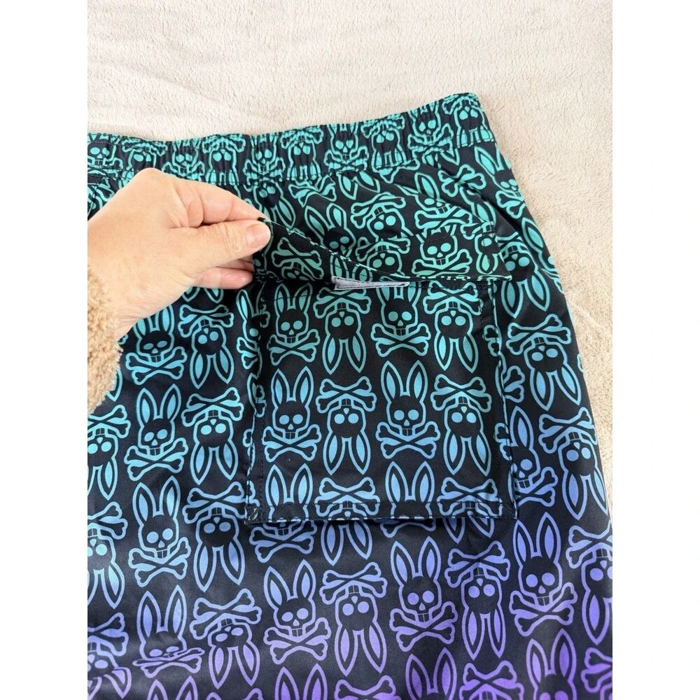 Psycho Bunny Swim Trunks Men’s XXXL Multicolor Bunny Print Longer Length NWT